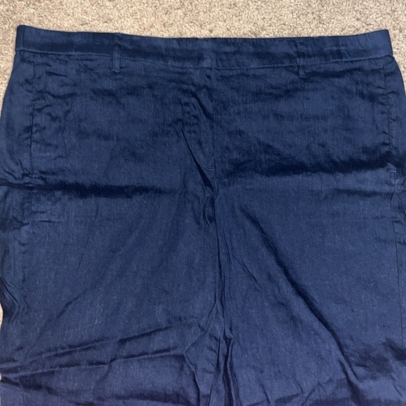 J. Jill Cropped Linen Stretch Wide Leg Pants Navy Blue 2X - Picture 2 of 8